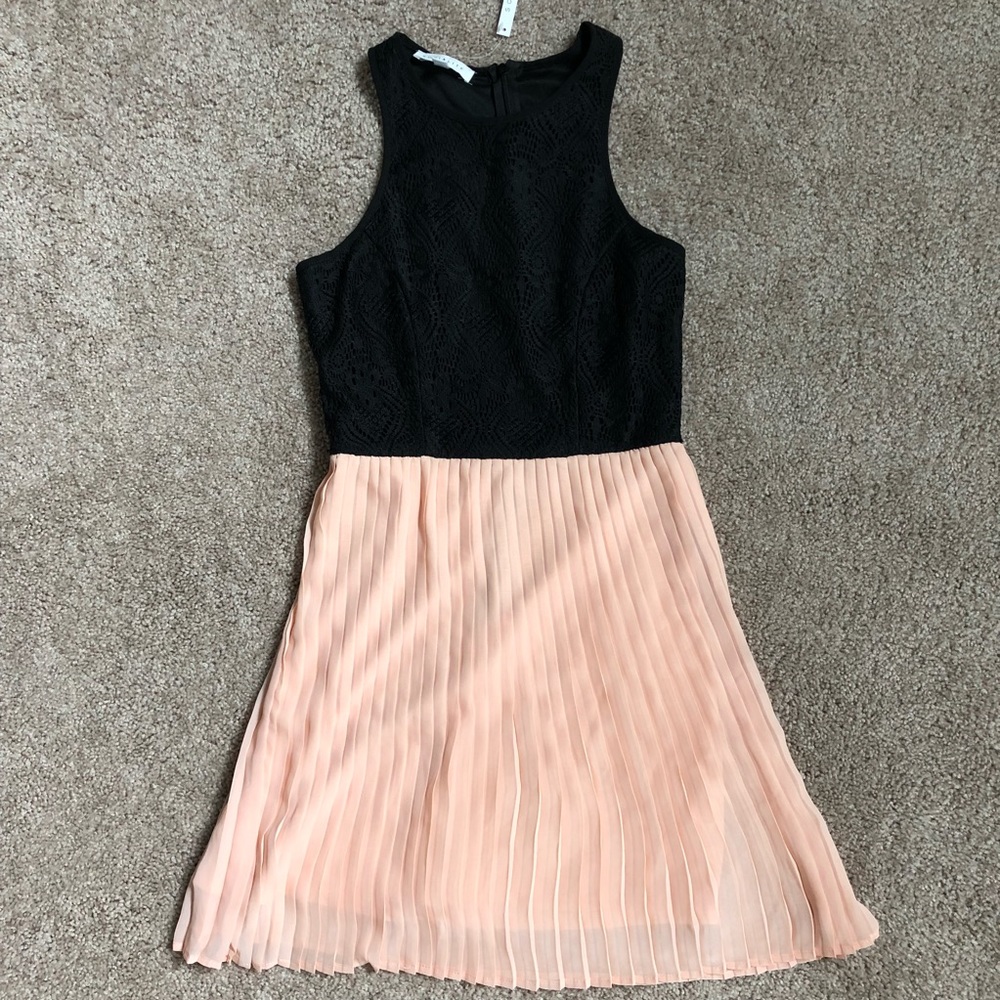 New! Black Pink Lace Cocktail Party Dress XS